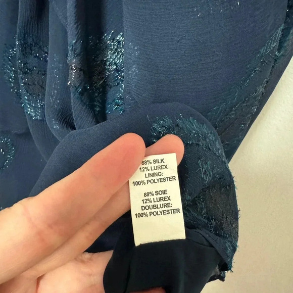 EUC $325 Ramy Brook Aviana Silk Halter Blouse - Metallic Feather - Picture 6 of 7